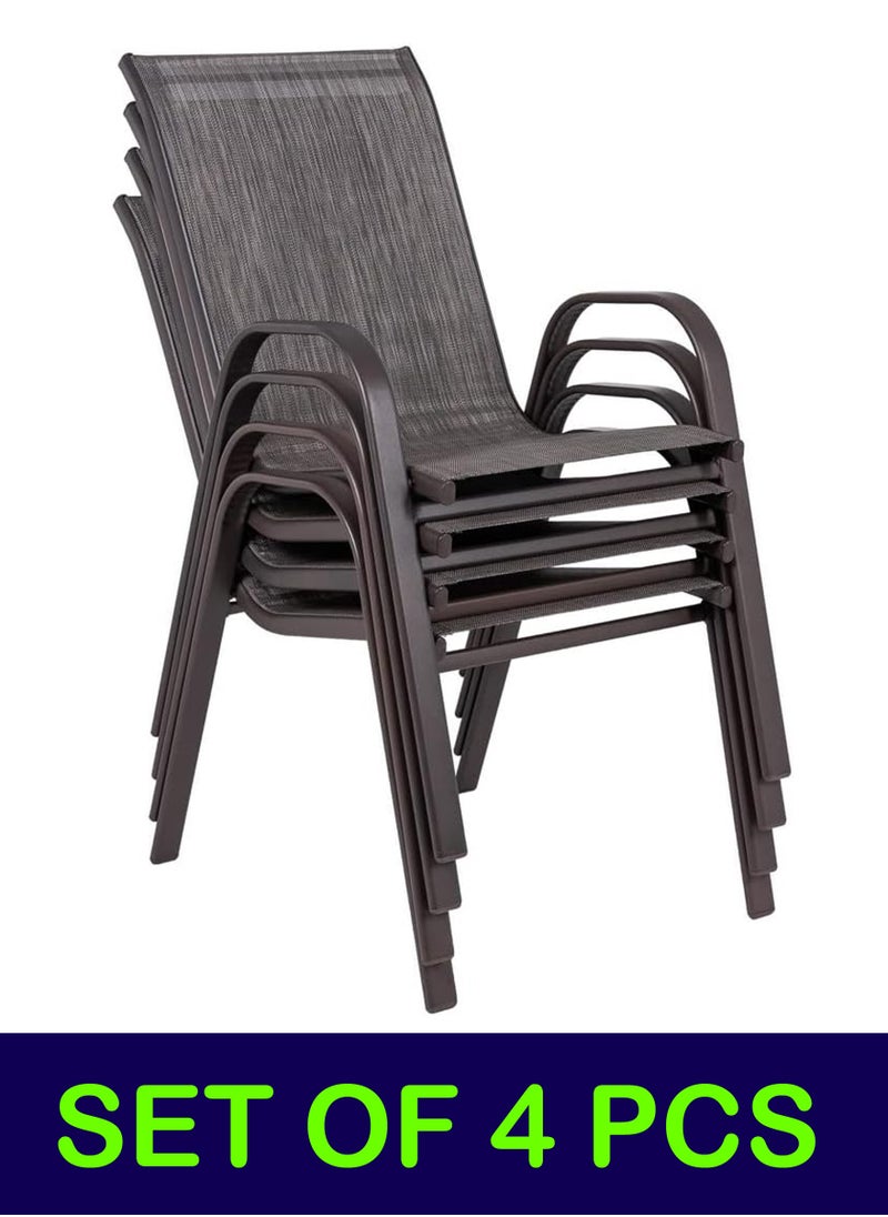 Living Set of 4 Pieces Patio Outdoor Dining Chairs  - Image 2