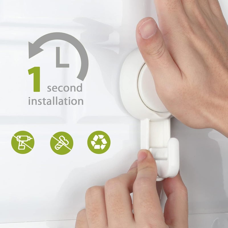 Elegear Suction Cup Shower Hooks for Loofah, Robe, Towel, Heavy Duty (4-Pack) Waterproof , Reusable Vacuum Suction Hooks for Bathroom Kitchen - Image 3