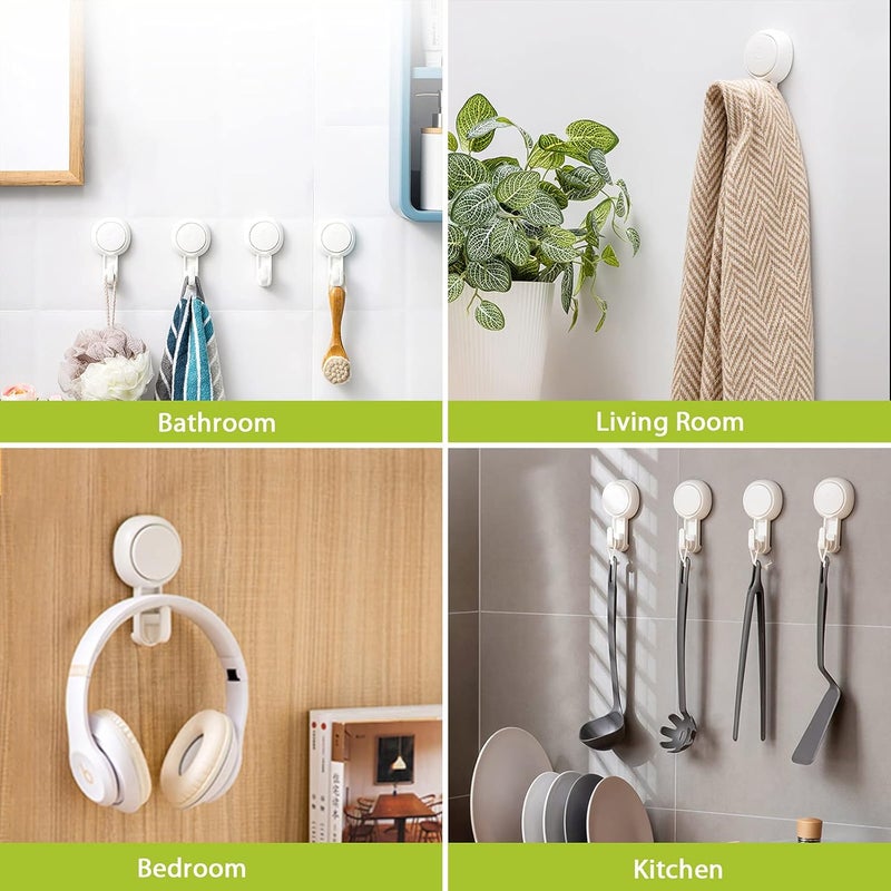 Elegear Suction Cup Shower Hooks for Loofah, Robe, Towel, Heavy Duty (4-Pack) Waterproof , Reusable Vacuum Suction Hooks for Bathroom Kitchen - Image 5