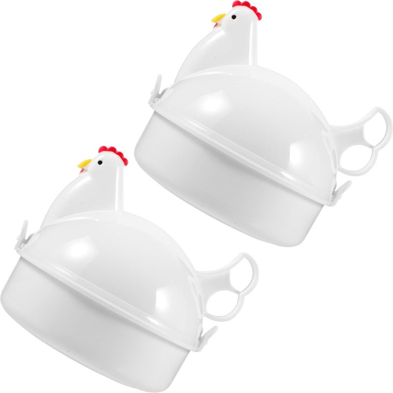 Microwave Egg Cooker 2 Pieces Plastic Steaming Tray Reusable Home Cooking - Image 2