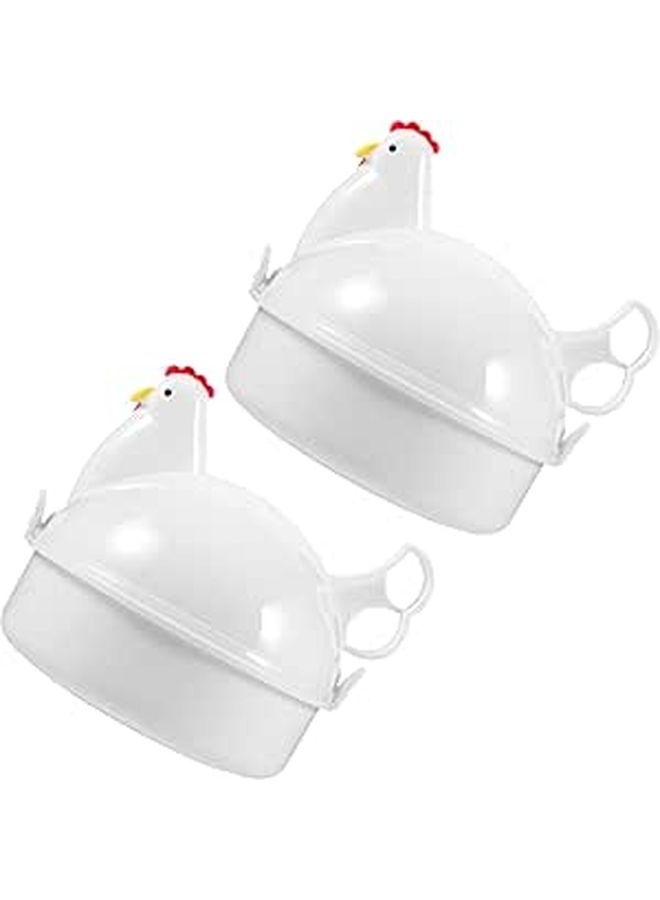 Microwave Egg Cooker 2 Pieces Plastic Steaming Tray Reusable Home Cooking - Image 1