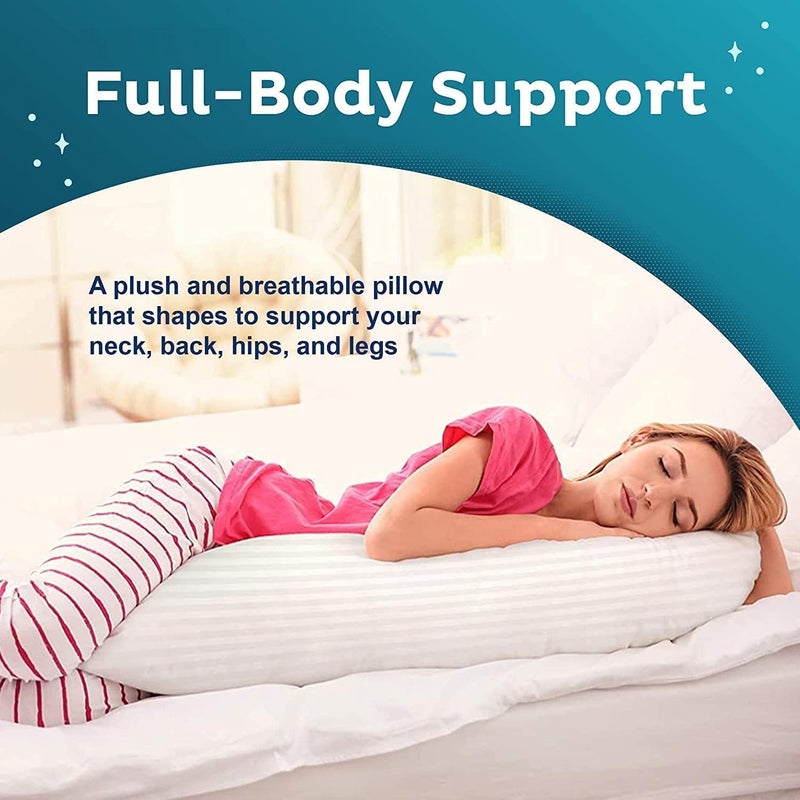 Harmony Home وسادة جسم طويلة من هارموني هوم للفنادق 1 قطعة، القماش: 100% بوليستر 85 جرام لكل متر مربع ميكروفايبر بخطوط 1 سم سوبر ناعمة (وردي فاتح) - Image 5