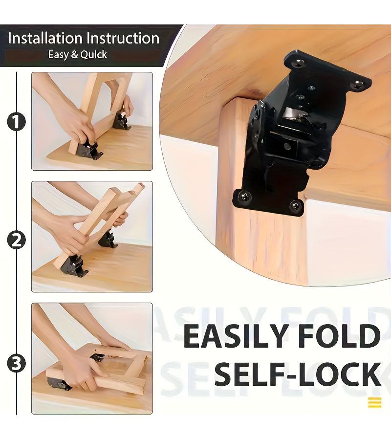 Stainless Steel Foldable Support Hinge Adjustable 0 To 90 To 180 Degrees With Locking Function Self Locking Hardware For Table Legs Bed Legs And Workbenches Silvery 1 Hinge Plus 8 Screws - Image 3