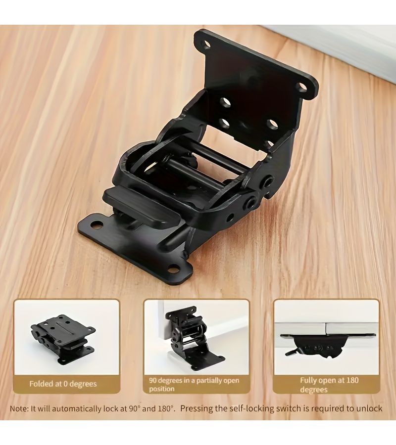 Stainless Steel Foldable Support Hinge Adjustable 0 To 90 To 180 Degrees With Locking Function Self Locking Hardware For Table Legs Bed Legs And Workbenches Silvery 1 Hinge Plus 8 Screws - Image 4