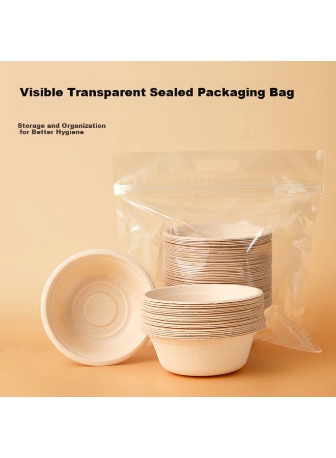 JD.com Jdjz Disposable Bowls Plates Tableware Food Grade Bbq Camping Sugarcane Pulp Paper Bowls 500Ml【50 Count】 - Image 3