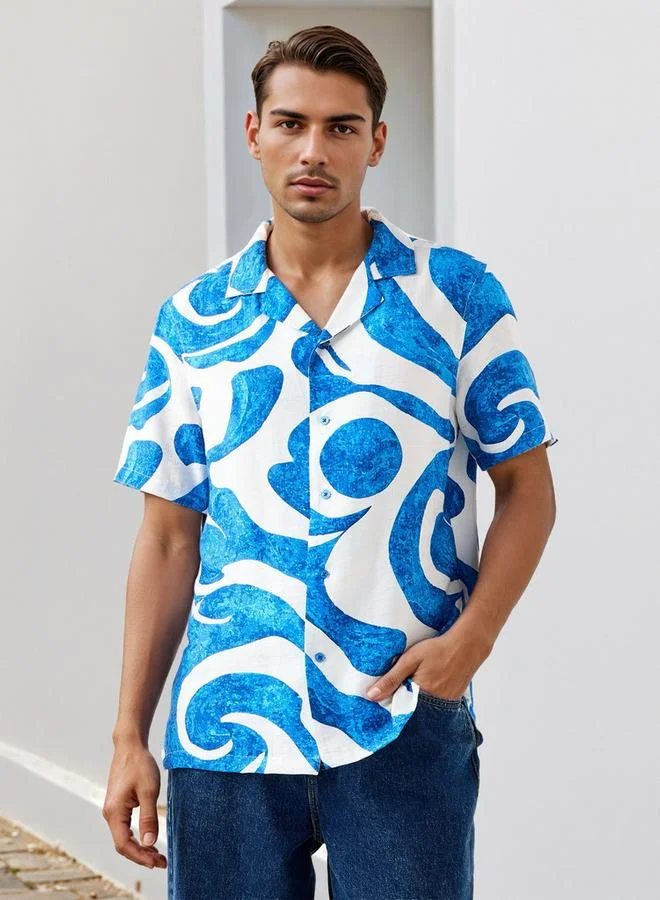 Lee Cooper Printed Camp Collar Shirt