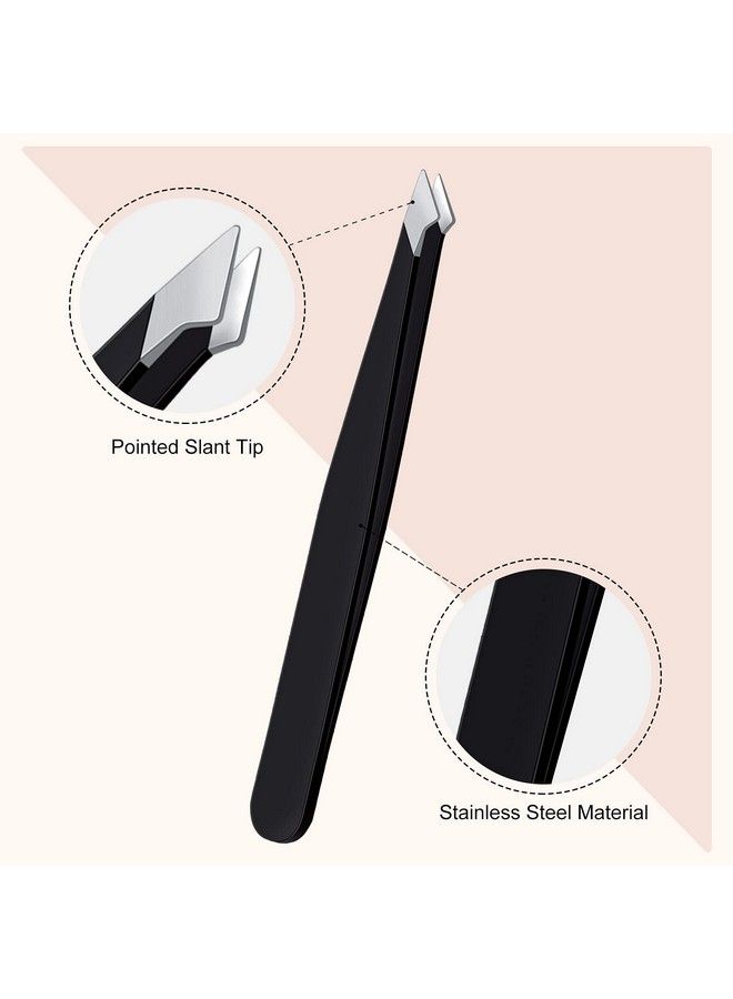 Honoson 3 Pieces Eyebrow Tweezers Stainless Steel Pointed Tip Slant Tweezers Pointed Hair Removal Tweezers Precision Tweezers Splinter Plucking And Ingrown Hair Removal For Facial Hair (Black) - Image 4