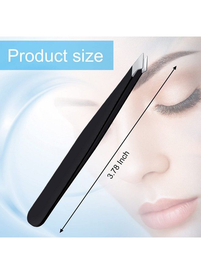 Honoson 3 Pieces Eyebrow Tweezers Stainless Steel Pointed Tip Slant Tweezers Pointed Hair Removal Tweezers Precision Tweezers Splinter Plucking And Ingrown Hair Removal For Facial Hair (Black) - Image 3