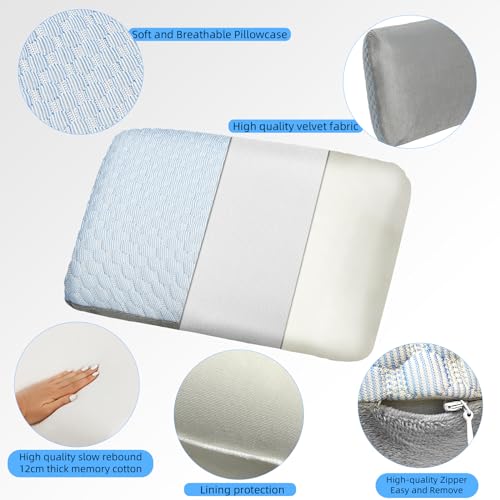 Crisonky Travel and Camping Pillow- Compressible Medium Firm Memory Foam Pillow with Carry Bag for Backpacking & Airplane, Lumbar Support. Breathable Cooling Fabric, Washable Pillowcase (Wathet Blue) - Image 4