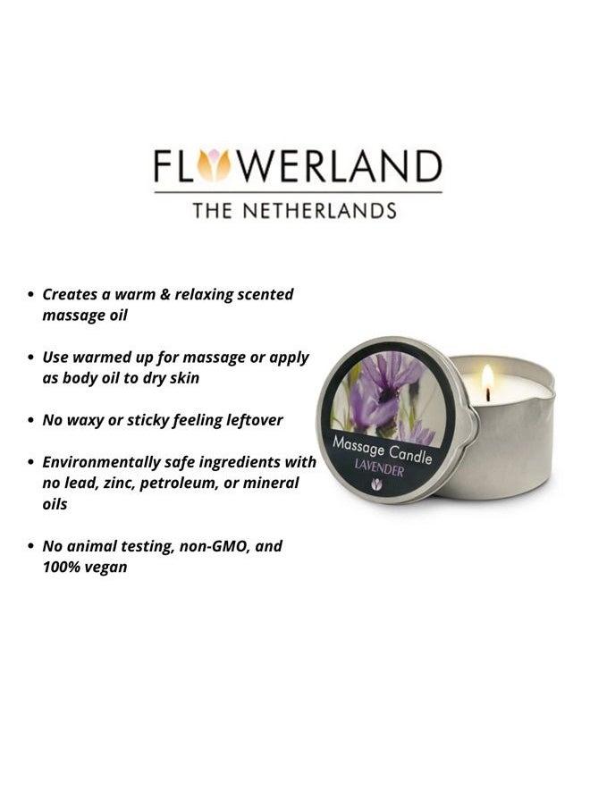 Flowerland FLOWERLAND Massage Oil Candle - Vegan Moisturizing Body Oil Candle for Home Spa - Luxurious & Hydrating Skin Care Body Massage Oils - Lavender (200ml)  - Image 2