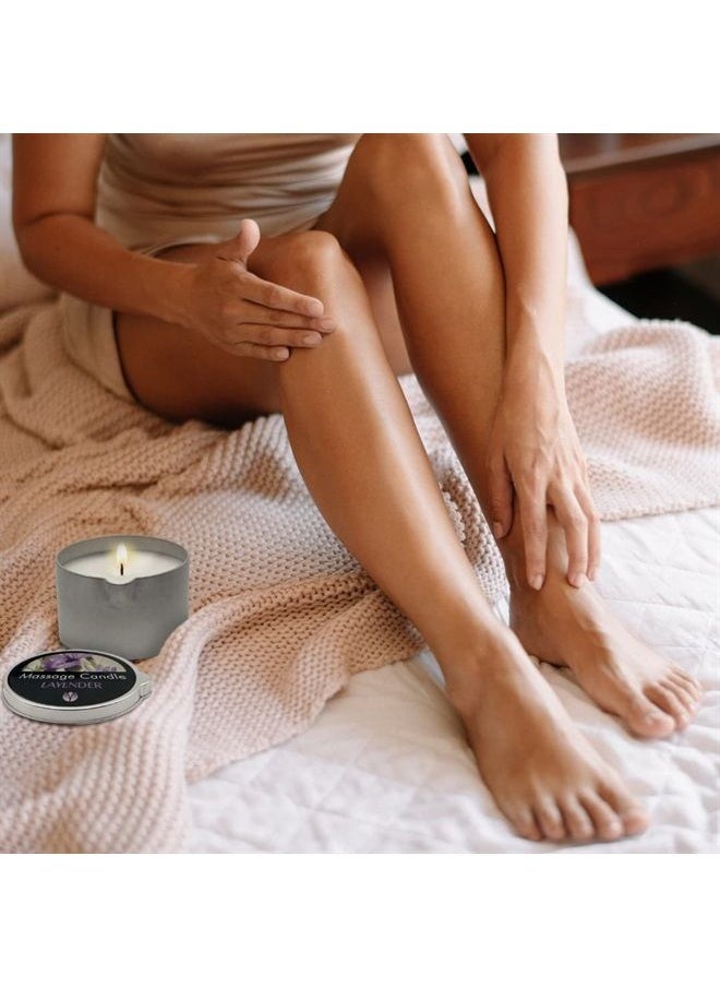 Flowerland FLOWERLAND Massage Oil Candle - Vegan Moisturizing Body Oil Candle for Home Spa - Luxurious & Hydrating Skin Care Body Massage Oils - Lavender (200ml)  - Image 3