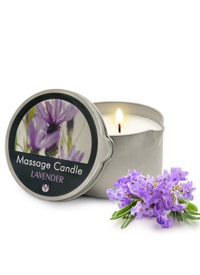 Flowerland FLOWERLAND Massage Oil Candle - Vegan Moisturizing Body Oil Candle for Home Spa - Luxurious & Hydrating Skin Care Body Massage Oils - Lavender (200ml)  - Image 1