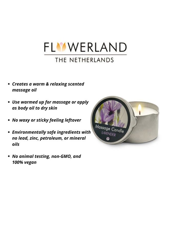 FLOWERLAND Massage Oil Candle - Vegan Moisturizing Body Oil Candle for Home Spa - Luxurious & Hydrating Skin Care Body Massage Oils - Lavender (200ml) - Image 3