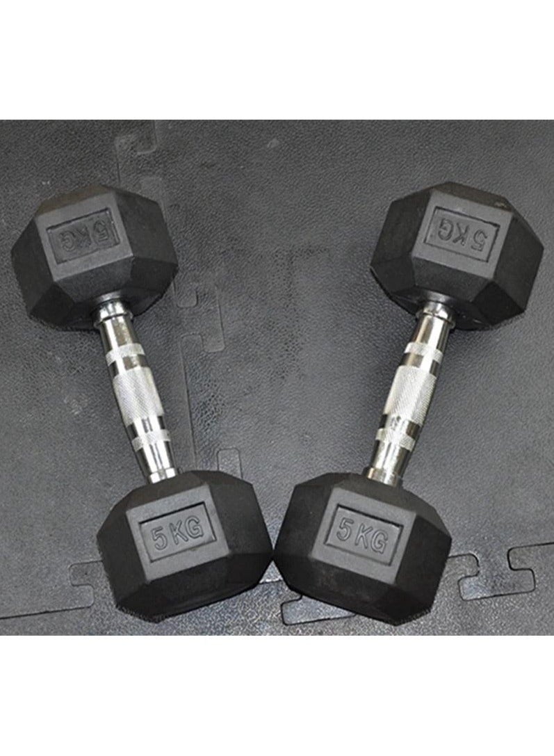 VIO 5 KG Rubber Coated Metal Ergonomic Hex Hand Dumbbell for Fitness Strength Training Weightlifting Workout Prevent Rolling Injury for  Home Gym Sports Exercise Gym Equipment Men Women Pack of 2 - Image 3