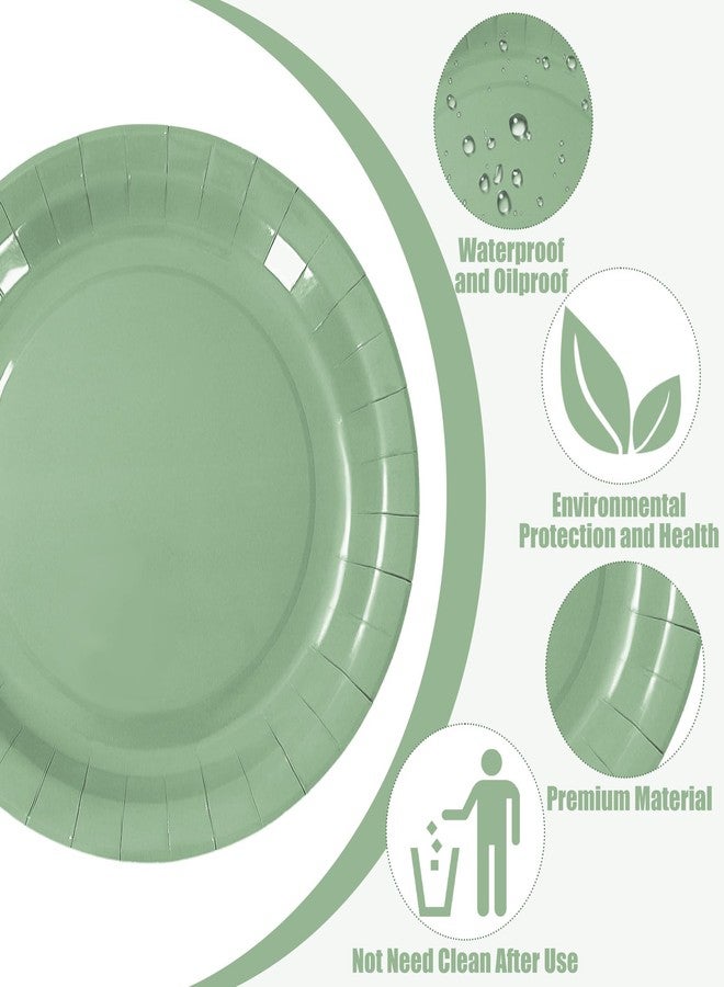 Whaline صحون ورقية خضراء مريحة من وايلين 72 قطعة 7 بوصة بتدرج أخضر للحلويات صحن دائري قابل للتخلص منه لحفلات الذكرى والتخرج والزفاف وحفلات استقبال المواليد، 3 ألوان - Image 3