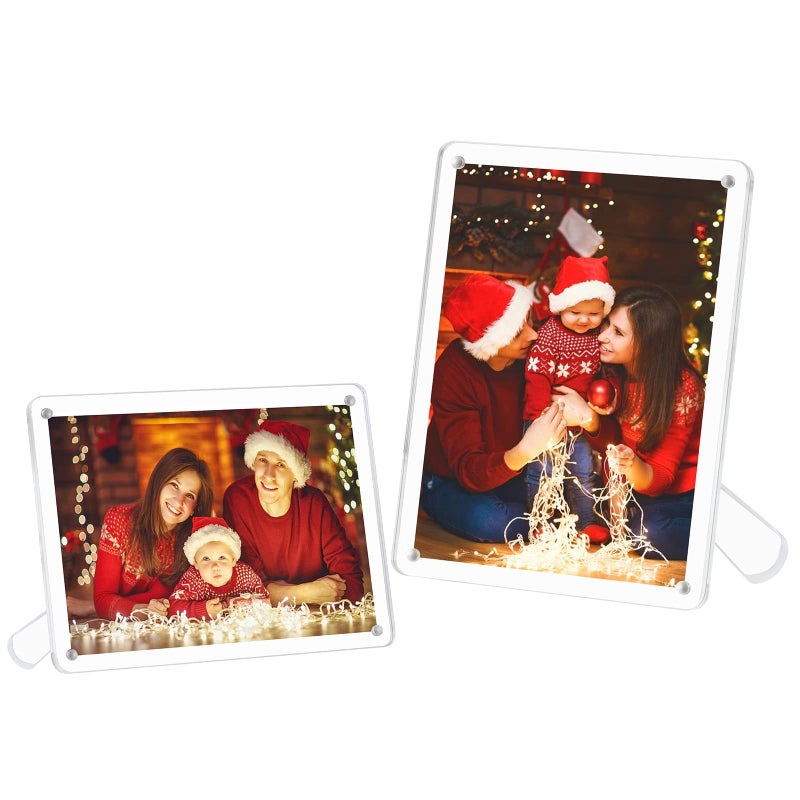 Boxalls 4x6 Inches Acrylic Picture Frame with Stand Clear Photo Frame with Magnets for Tabletop Display Horizontally or Vertically