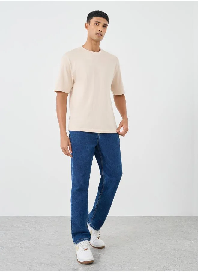 ستايلي Styli Pure Cotton Crew Neck Oversized T-Shirt