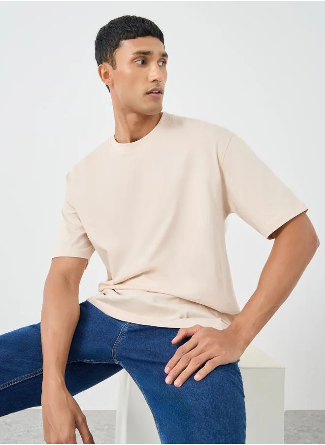 ستايلي Styli Pure Cotton Crew Neck Oversized T-Shirt