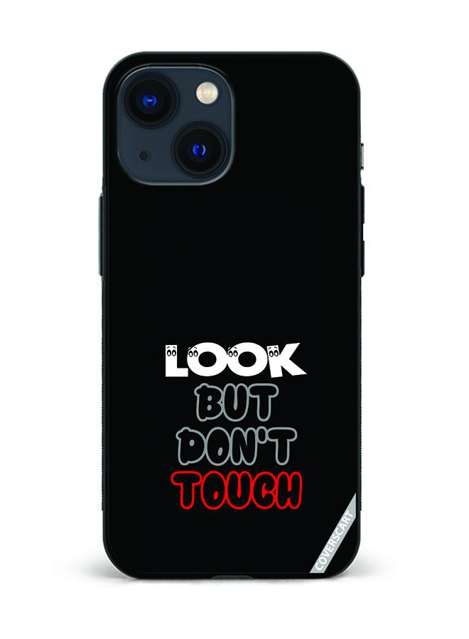 Protective Case Cover For Apple iPhone 13 Mini Look But Dont Touch Design Black