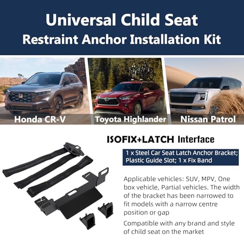 JHKLS Universal Car Seat Mount Bracket for SUVs MPVs and OffRoad Vehicles Child Safety Car Seat Latch Anchor Kit for ISOFIX Belt Connector 3211448595mm Latch Interface Mount Bracket - Image 5