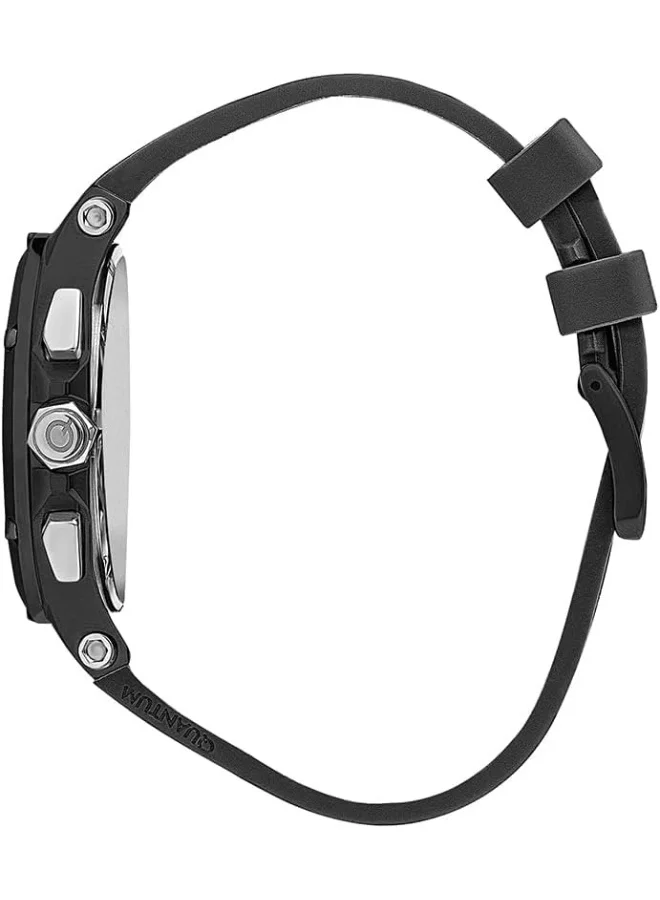 Quantum Men's Quartz Movement Watch, Chronograph Display and Silicone Strap - HNG905.661, Black