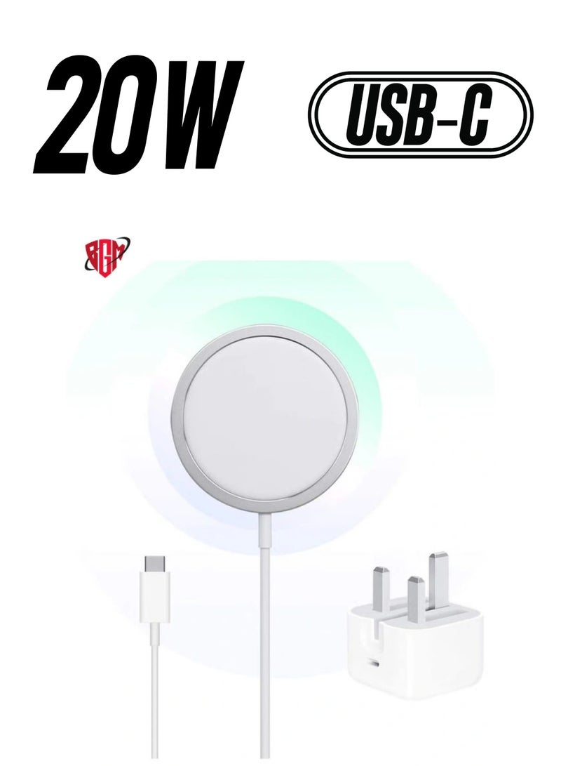 BGM 20W Magnetic Wireless Charging Cable USB-C Compatible with Apple iPhone 12/12 Mini/12 Pro/12 Pro Max  - Image 1