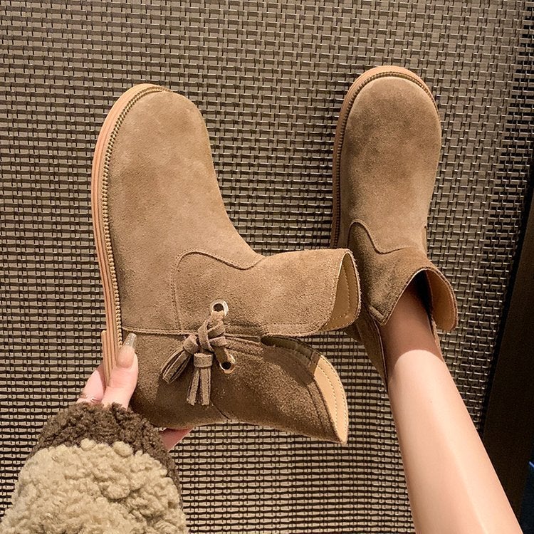 Wear This Pair Of Shoes, Slim And Slim, Walk With Wind Camel Khaki Adult Tassel Boots Men'S Cloth - Image 3