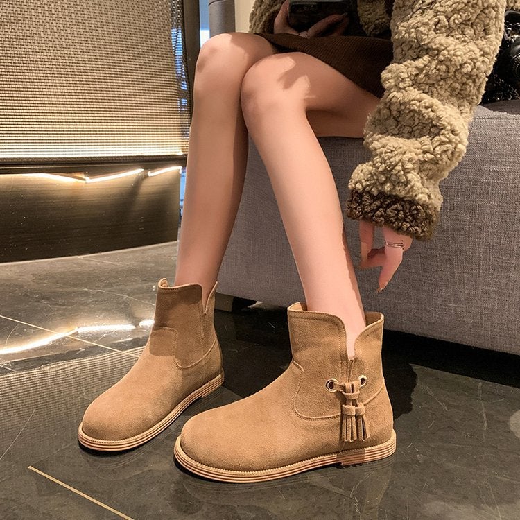 Wear This Pair Of Shoes, Slim And Slim, Walk With Wind Camel Khaki Adult Tassel Boots Men'S Cloth - Image 4