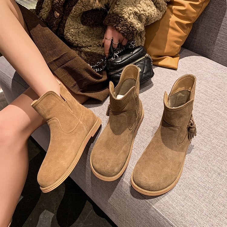 Wear This Pair Of Shoes, Slim And Slim, Walk With Wind Camel Khaki Adult Tassel Boots Men'S Cloth - Image 5