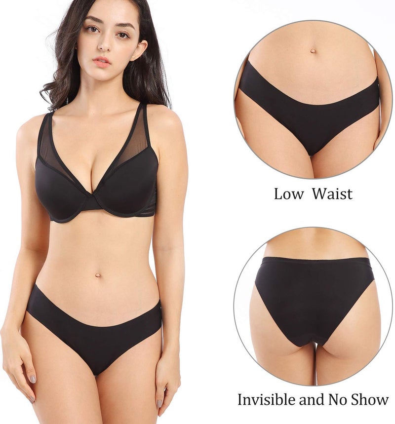 SHARICCA Women Seamless Briefs No Show Panties Ladies Invisible Breathable Hipster Soft Stretch Underwear Multi Pack (6P01,M) - Image 2
