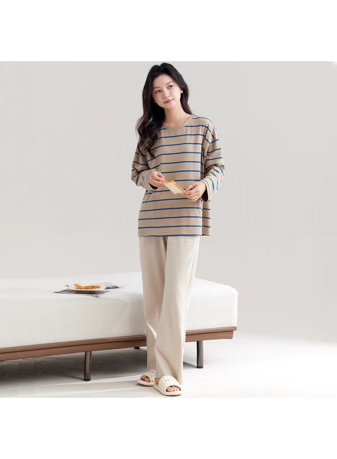 Your Sun Yiershuang [100% Pure Cotton] Women's Pajamas, Spring And Autumn Long-sleeve Striped Loose Casual Loungewear Set, Suitable For Outdoor Wear - Image 4