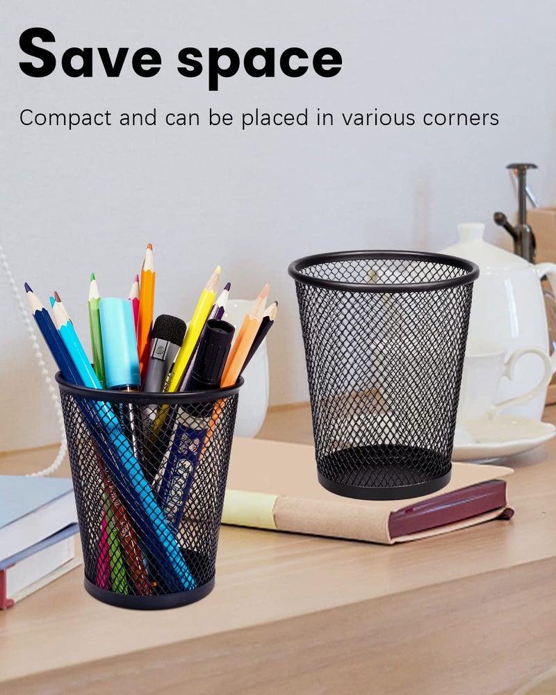 QYH Mesh Pencil Holder Metal Pen Cup Black for Desk 6 Packs, Office Caddy Storage - Image 5