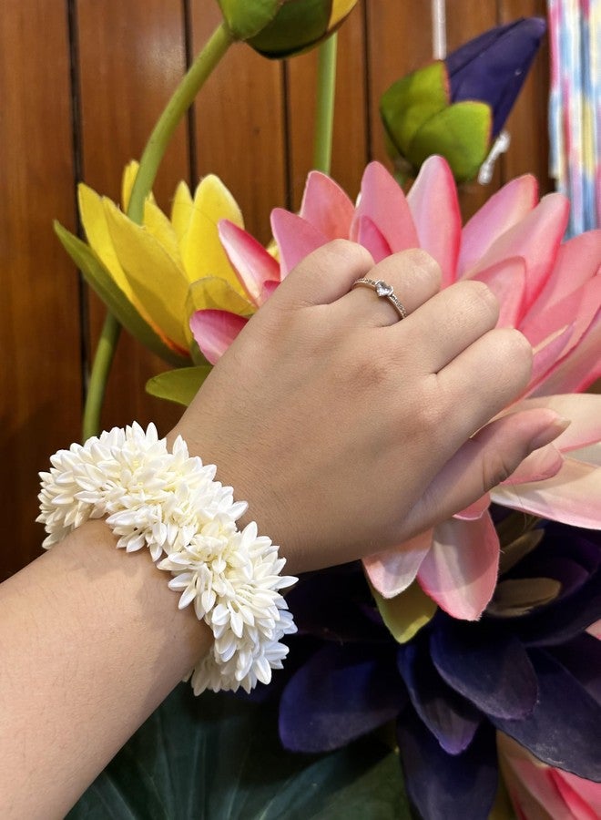 AnNafi® Mogra White Gajra - Traditional Indian Hair Accessories | Gajra Flower Rubber Band for Women | Handmade Jewellery Jasmine (1, Plain White) - Image 3