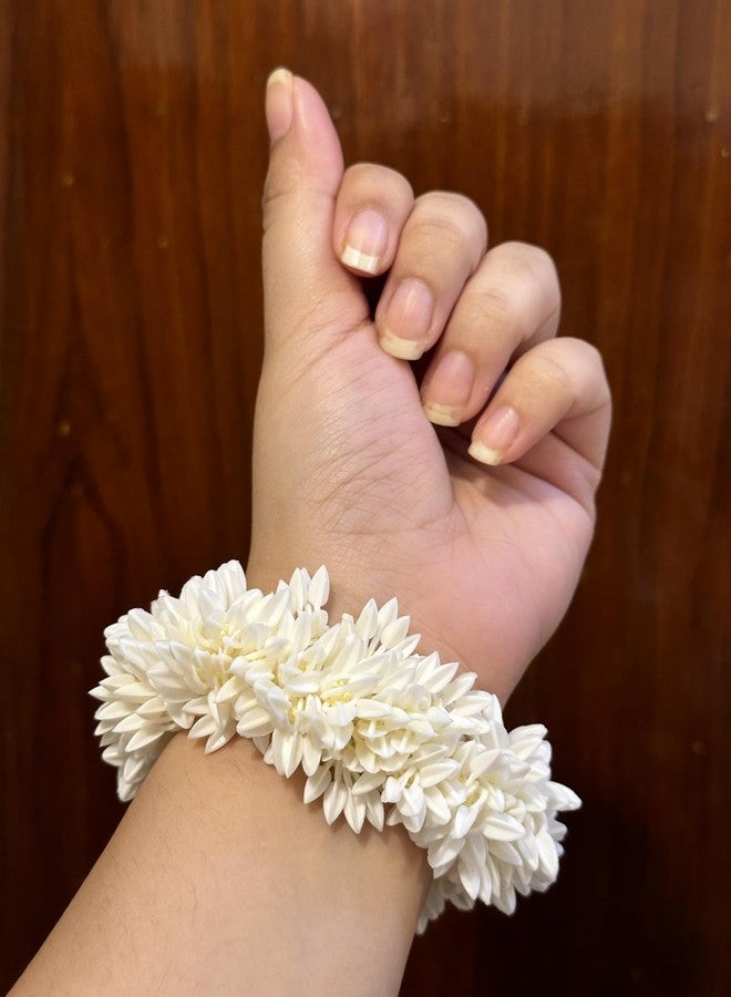 AnNafi® Mogra White Gajra - Traditional Indian Hair Accessories | Gajra Flower Rubber Band for Women | Handmade Jewellery Jasmine (1, Plain White) - Image 5
