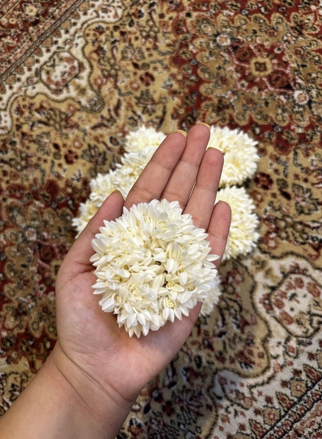 AnNafi® Mogra White Gajra - Traditional Indian Hair Accessories | Gajra Flower Rubber Band for Women | Handmade Jewellery Jasmine (1, Plain White) - Image 2
