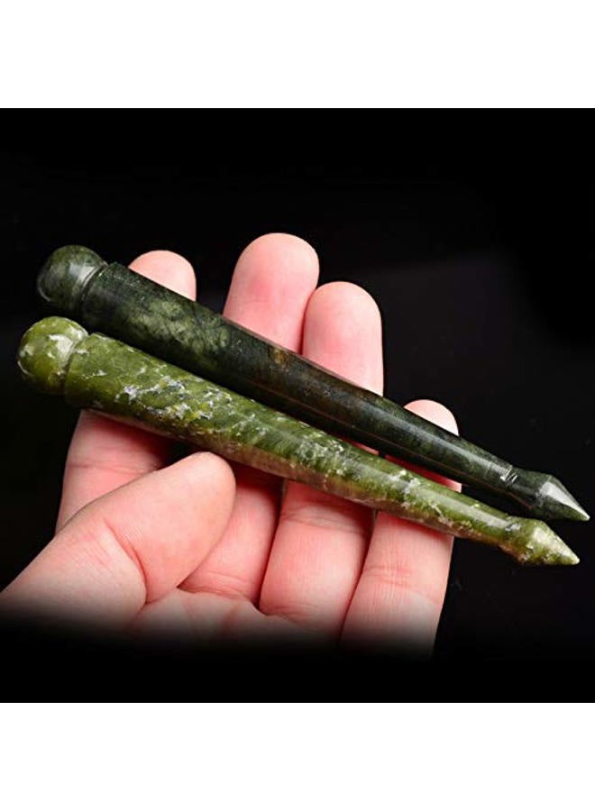 LEOSENSE Jade Trigger Point Acupressure Gua Sha Massage Acupuncture Pen, Natural Healing Jade Stone Full Body Relax Self Massage Deep Soft Tissue Tool, Reduce Muscle Soreness and Pain Relief - Point End - Image 4