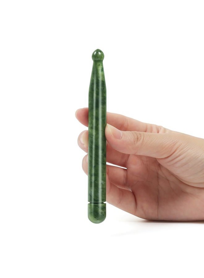 LEOSENSE Jade Trigger Point Acupressure Gua Sha Massage Acupuncture Pen, Natural Healing Jade Stone Full Body Relax Self Massage Deep Soft Tissue Tool, Reduce Muscle Soreness and Pain Relief - Point End - Image 1