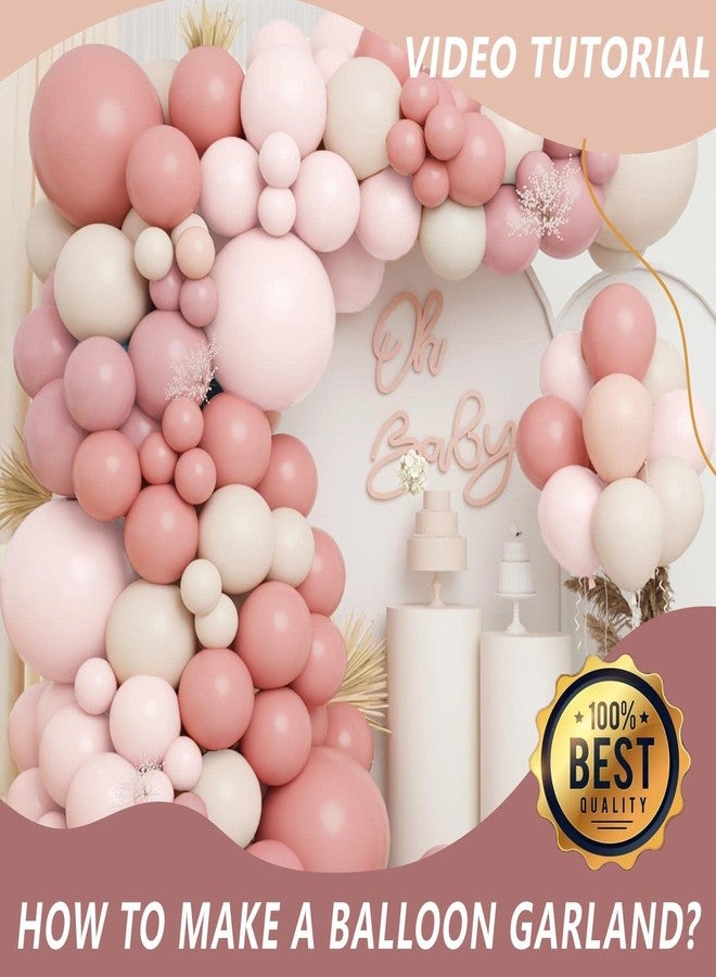 BENWIL 18Inch Boho Dusty Rose Pink Nude Neutral Sand White Balloons Balloon Arch Garland Kit, Boho Birthday Wedding Engagement Bachelorette Baby Shower Party Decorations for Girl Women - Image 4