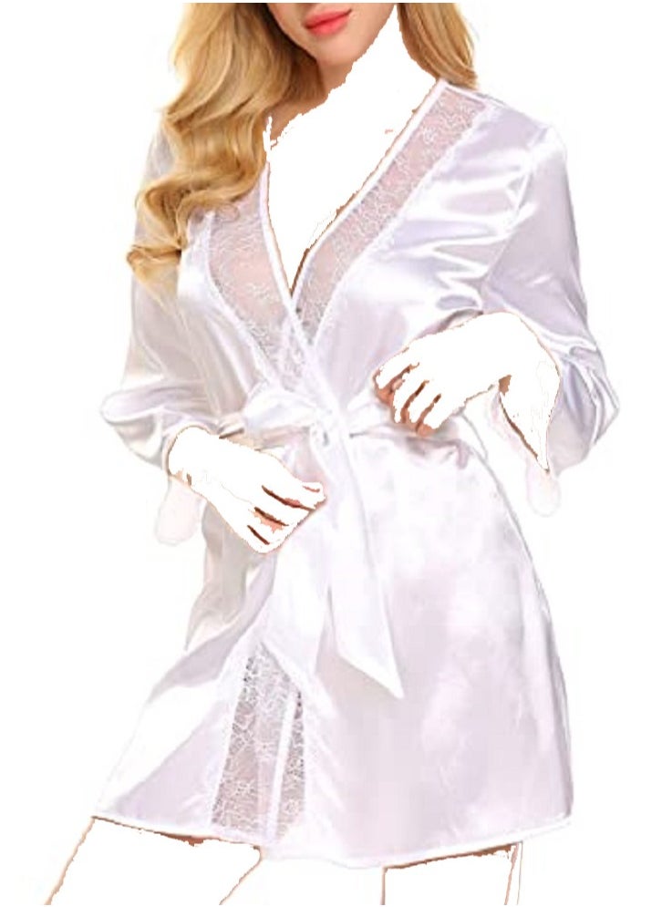 Generic - Women. Pure Short Satin Robes Bridesmaid and Bride Silky Robes Summer Sleepwear - Image 1