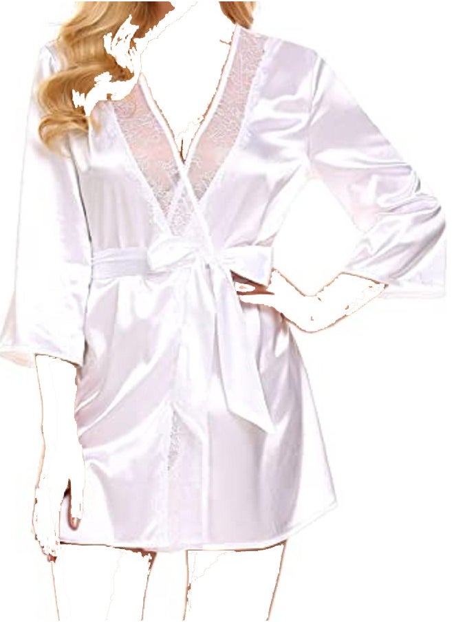 Generic - Women. Pure Short Satin Robes Bridesmaid and Bride Silky Robes Summer Sleepwear - Image 1