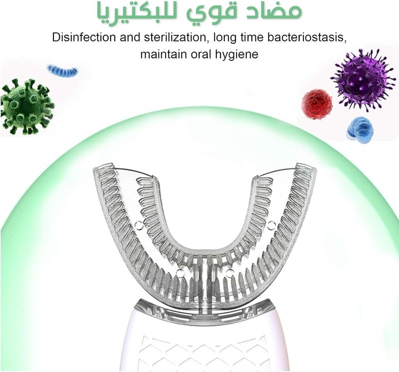 ارويكت فرشاة أسنان كهربائية على شكل حرف U، مقاومة للماء، مناسبة لتنظيف الفم بزاوية 360 درجة، مصنوعة من السيليكون، للبالغين، للاستخدام المنزلي وأثناء السفر. - Image 3