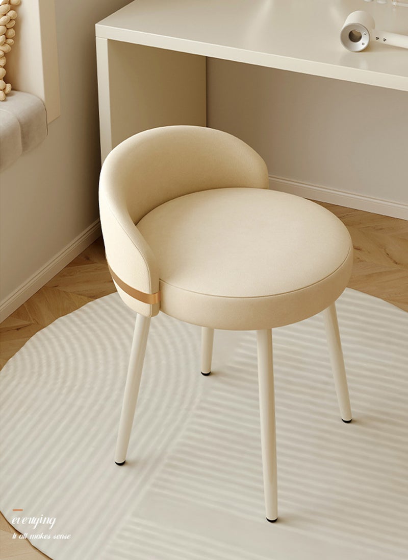 Sharpdo Vanity Chair with PU Material, Makeup Vanity Chair with 360 Degree Rotation, Low Waisted Backrest Comfortable Dressing Stool for Bedroom and Beauty Salon Use - Image 1