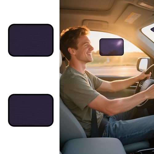 XCBYT Square Car Window Shades for Side Windshield 2 Pack Static Cling Driver Side Window Sun Shade Glare Blocker Car Sun Shade with Durable Mesh Dark PVC Film Universal Fit 984 x 709 - Image 1