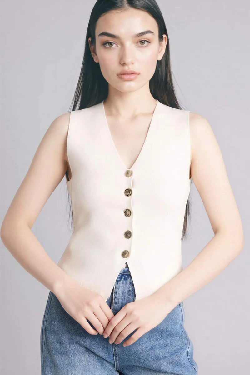 ديفاكتو Slim Fit V-Neck Knitwear Vest