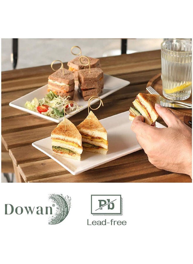 AKDC Dowan Porcelain Rectangle Serving Plates 9.7 Inches White Serving Platters Restaurant Plates For Meat Appetizers Dessert Sushi Party Set Of 4 - Image 1