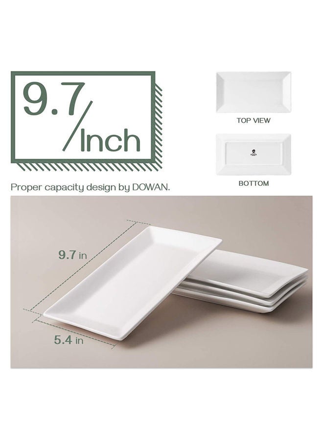AKDC Dowan Porcelain Rectangle Serving Plates 9.7 Inches White Serving Platters Restaurant Plates For Meat Appetizers Dessert Sushi Party Set Of 4 - Image 2