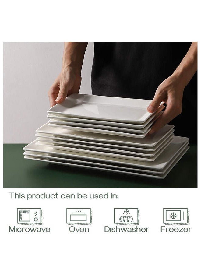 AKDC Dowan Porcelain Rectangle Serving Plates 9.7 Inches White Serving Platters Restaurant Plates For Meat Appetizers Dessert Sushi Party Set Of 4 - Image 3