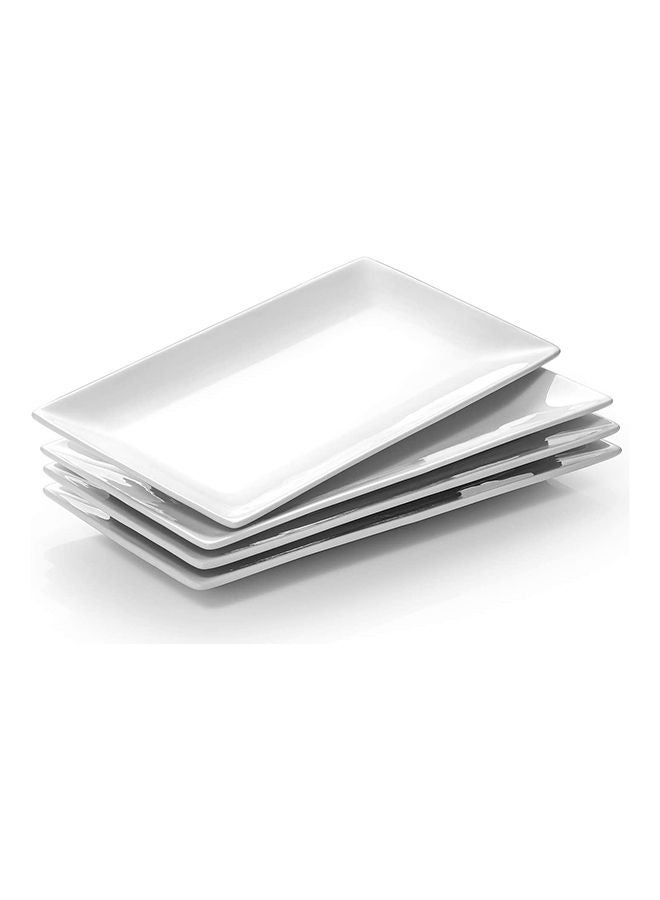 AKDC Dowan Porcelain Rectangle Serving Plates 9.7 Inches White Serving Platters Restaurant Plates For Meat Appetizers Dessert Sushi Party Set Of 4 - Image 4