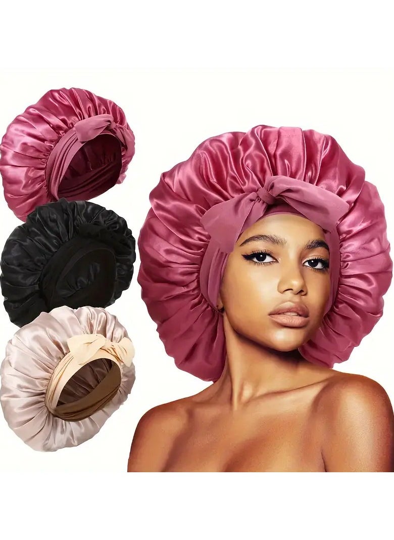 LANGMANNI - Luxurious Satin Bonnet for Sleeping - Reusable Hair Care Wrap Cap for Women - Image 1