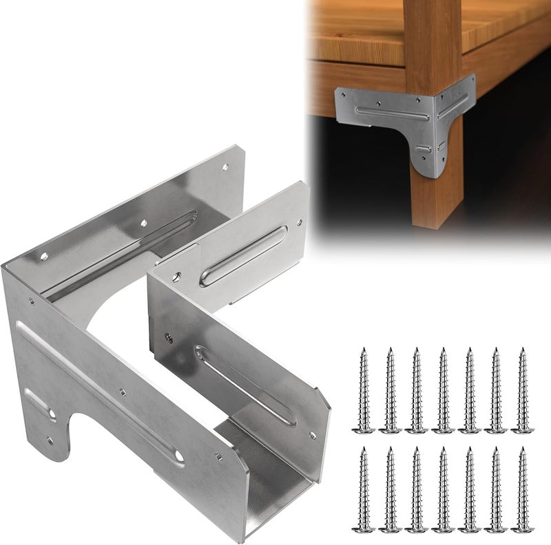 Chenteel Workbench and Shelving Hardware Kit - Galvanized Steel Workbench Corner Bracket - Custom Workbenchs Shelving Work Table - 8 Pcs & 100 Screws - Fits 2x4 Wood (Actual 1.5"x3.5") - Image 1